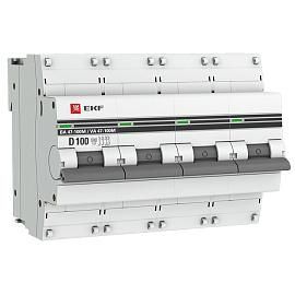 Выключатель автоматический 100А 4П четырехполюсный характеристика D 10kA с электромагнитным расцепителем ВА47-100M PROxima mcb47100m-4-100D-pro EKF от поставщика КабельСпецСтрой