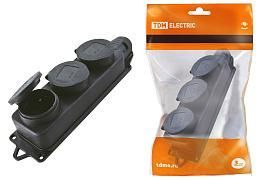 Розетка трехместная с заглушками каучук 2Р+РЕ 16А 250В IP44 SQ0612-0008 TDM от поставщика КабельСпецСтрой