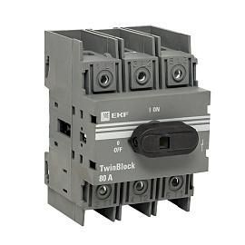 Рубильник 80A 3P c рукояткой управления для прямой установки TwinBlock PROxima tb-80-3p-f EKF от поставщика КабельСпецСтрой