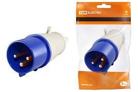 Вилка кабельная силовая 033 2Р+РЕ 63А 220В IP54 SQ0601-0010 TDM от поставщика КабельСпецСтрой