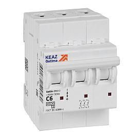 Выключатель автоматический 6А 3П трехполюсный характеристика C 4,5kA OptiDin BM63-3C6-4,5-УХЛ3 326810 КЭАЗ от поставщика КабельСпецСтрой