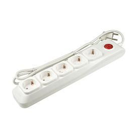 Cетевой фильтр серии Lux, 1,5м (Пвс 3*0,75), 5 гнезд, с/з. 10А. Защита от перенапряжения, короткого замыкания. .S-GSL5-1,5 WHITE UL-00001750 TM Uniel от поставщика КабельСпецСтрой