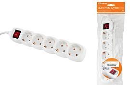 Удлинитель бытовой У05В выключатель, 5 гнезд, 3метра, с заземлением, ПВС 3х1мм2 16А/250В SQ1303-0121 TDM от поставщика КабельСпецСтрой